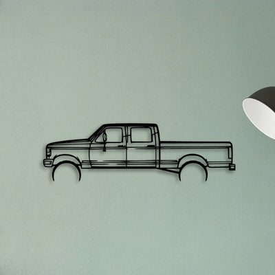 F 250 1997 Classic Silhouette Metal Wall Art - Tinvibe