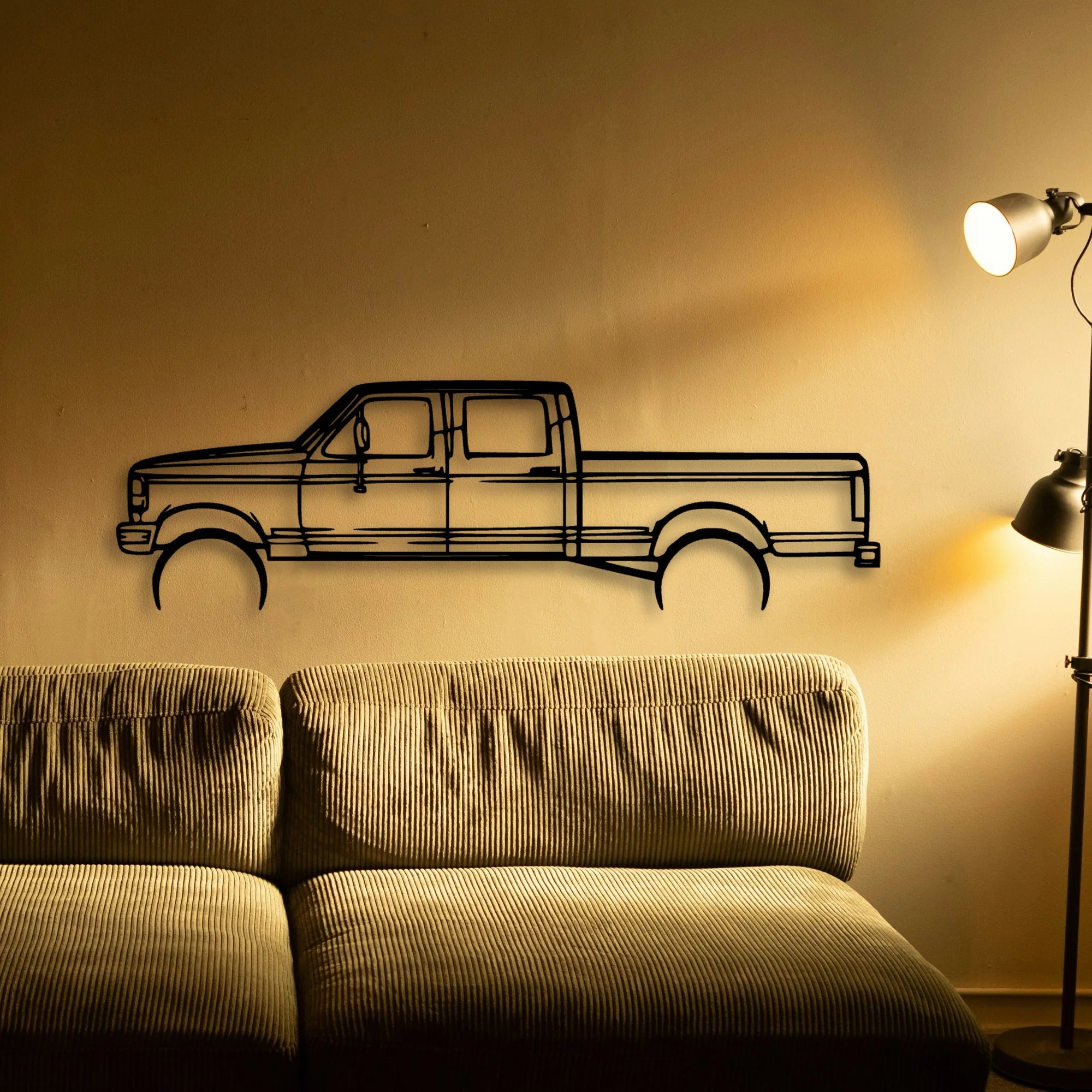 F 250 1997 Classic Silhouette Metal Wall Art - Tinvibe