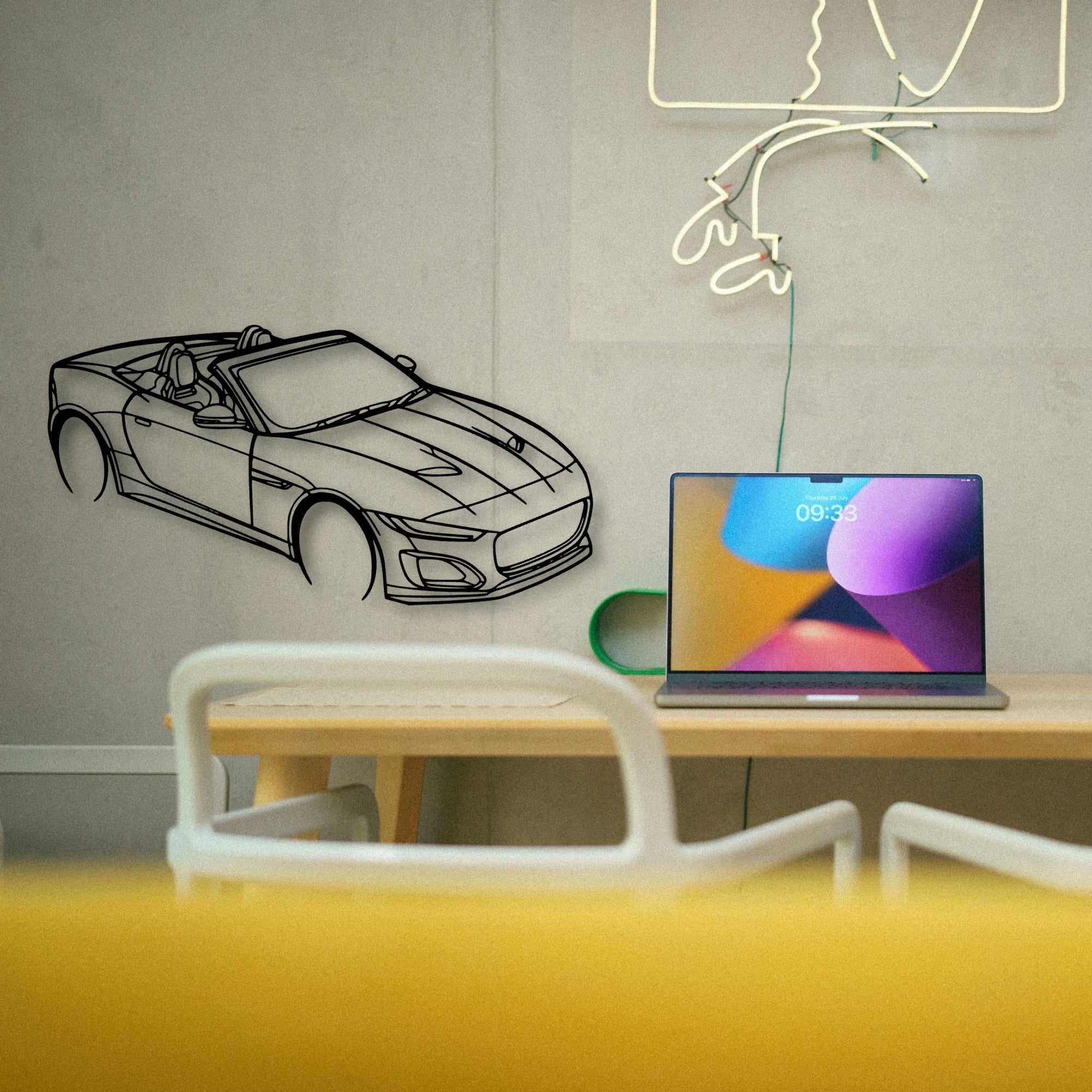 F Type TOP Angle Classic Silhouette Metal Wall Art - Tinvibe