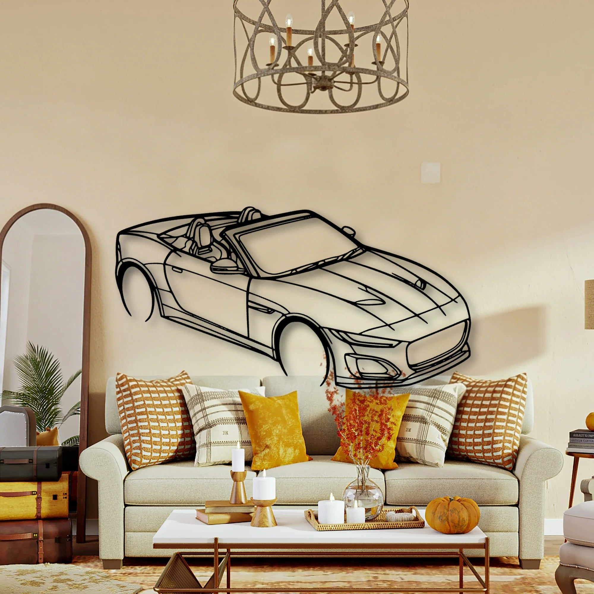 F Type TOP Angle Classic Silhouette Metal Wall Art - Tinvibe