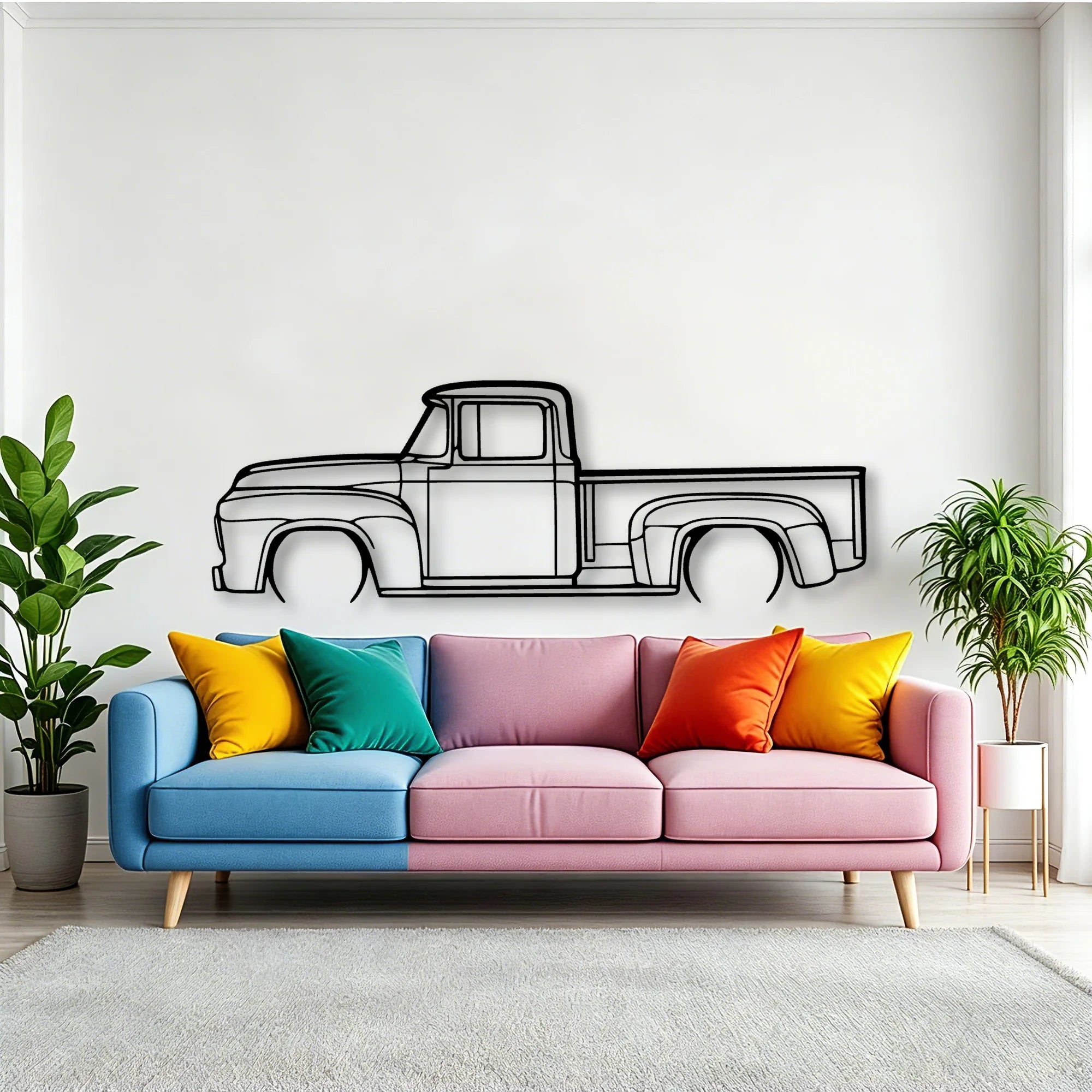 F100 1956 Classic Silhouette Metal Wall Art - Tinvibe