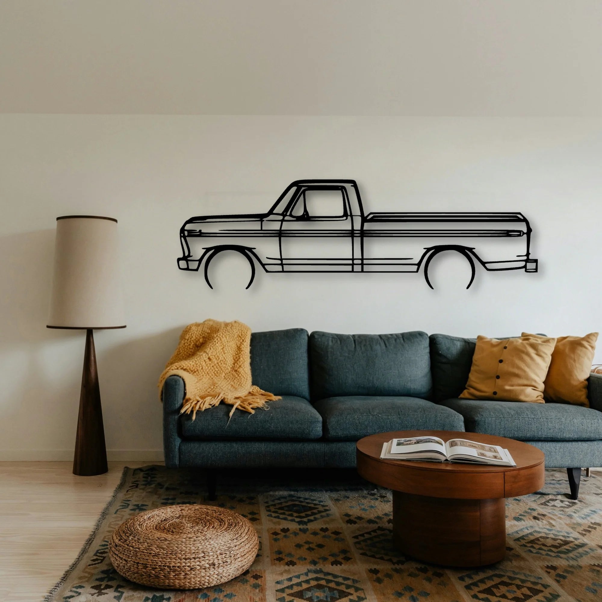 F150 1977 Classic Silhouette Metal Wall Art - Tinvibe