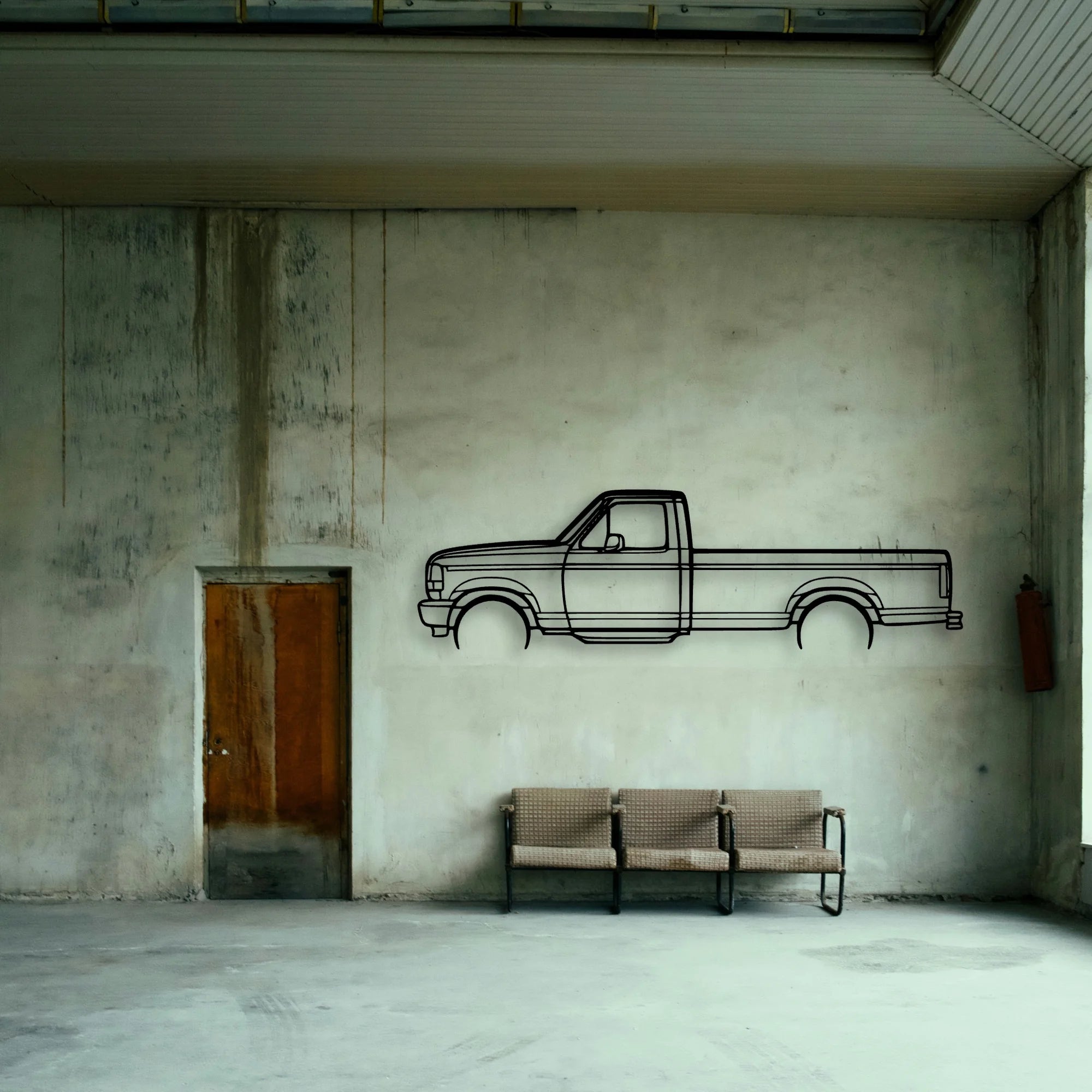 F150 1996 Classic Silhouette Metal Wall Art - Tinvibe