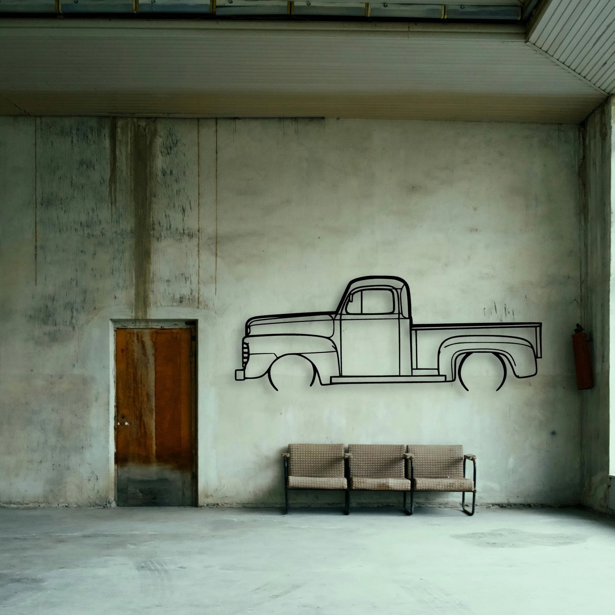 F1 1948 Pickup Classic Silhouette Metal Wall Art - Tinvibe