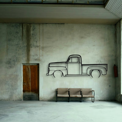 F1 1948 Pickup Classic Silhouette Metal Wall Art - Tinvibe