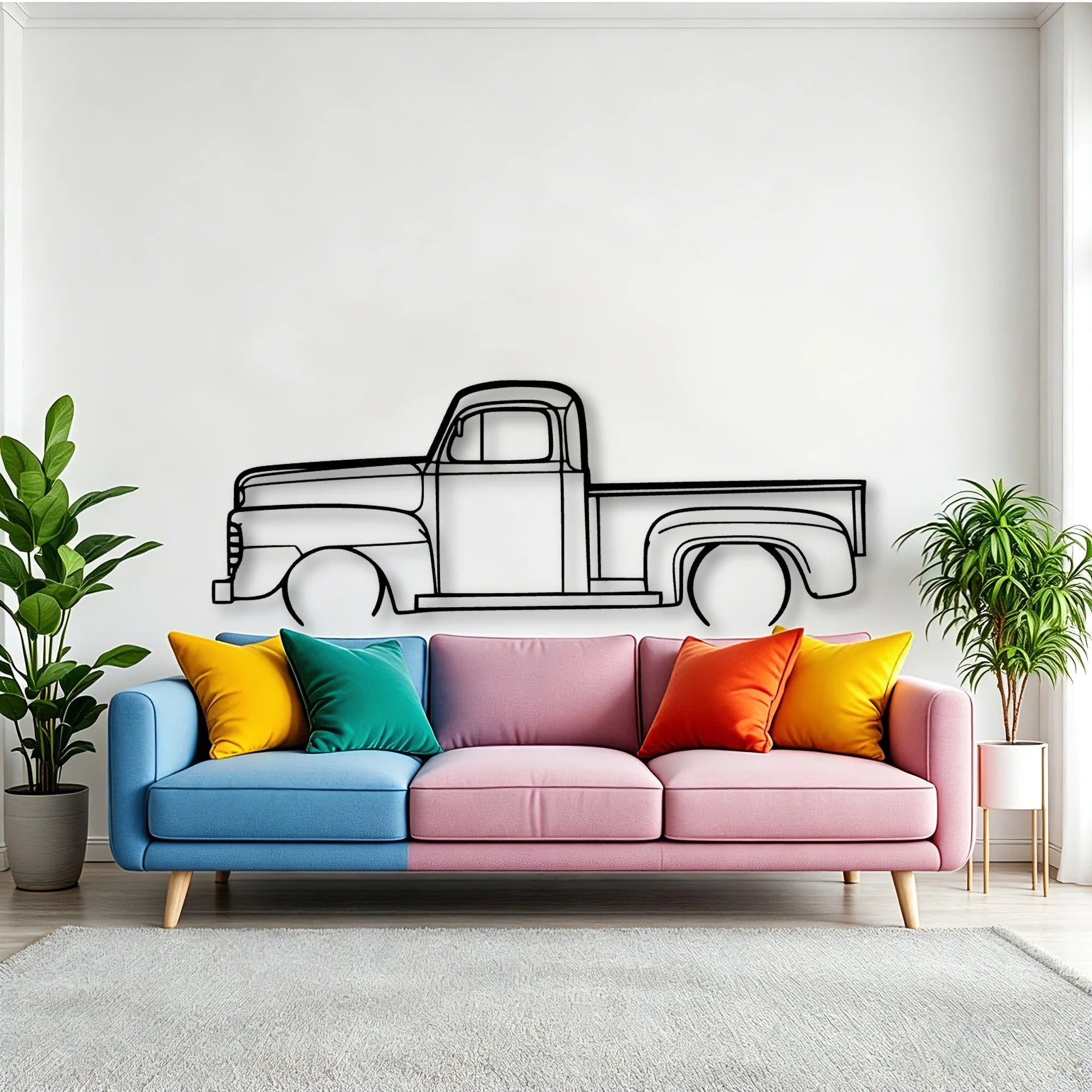 F1 1948 Pickup Classic Silhouette Metal Wall Art - Tinvibe
