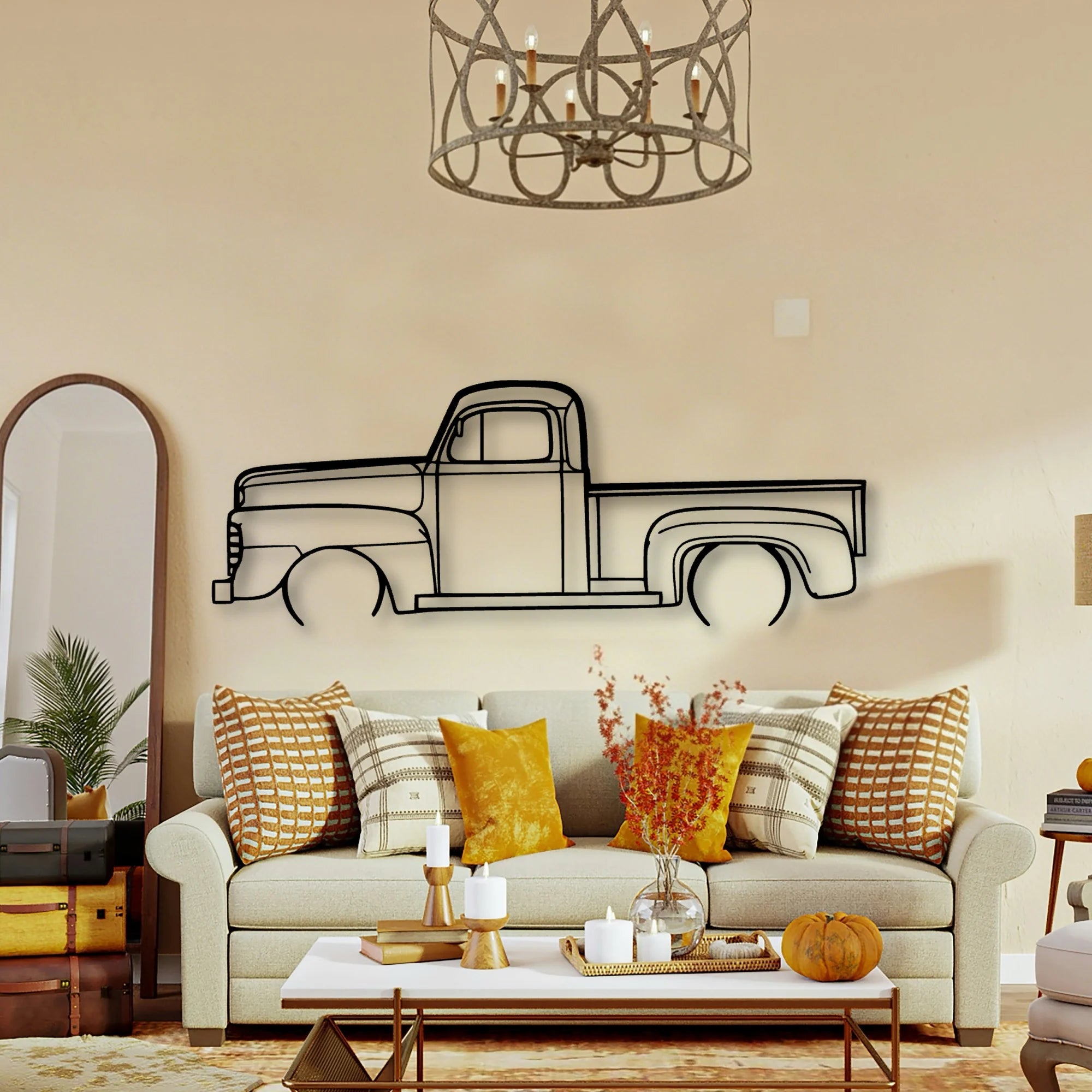 F1 1948 Pickup Classic Silhouette Metal Wall Art - Tinvibe