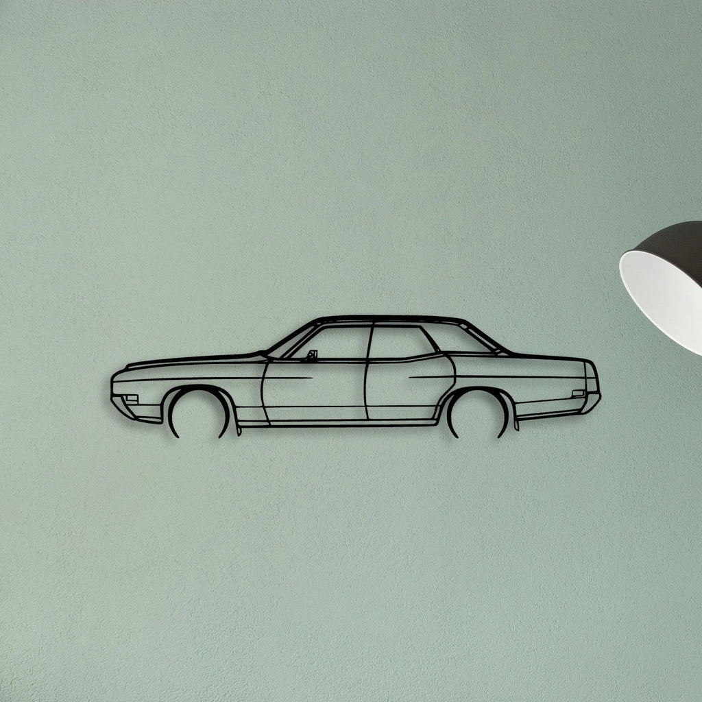 Galaxie 1971 Sedan Classic Silhouette Metal Wall Art - Tinvibe