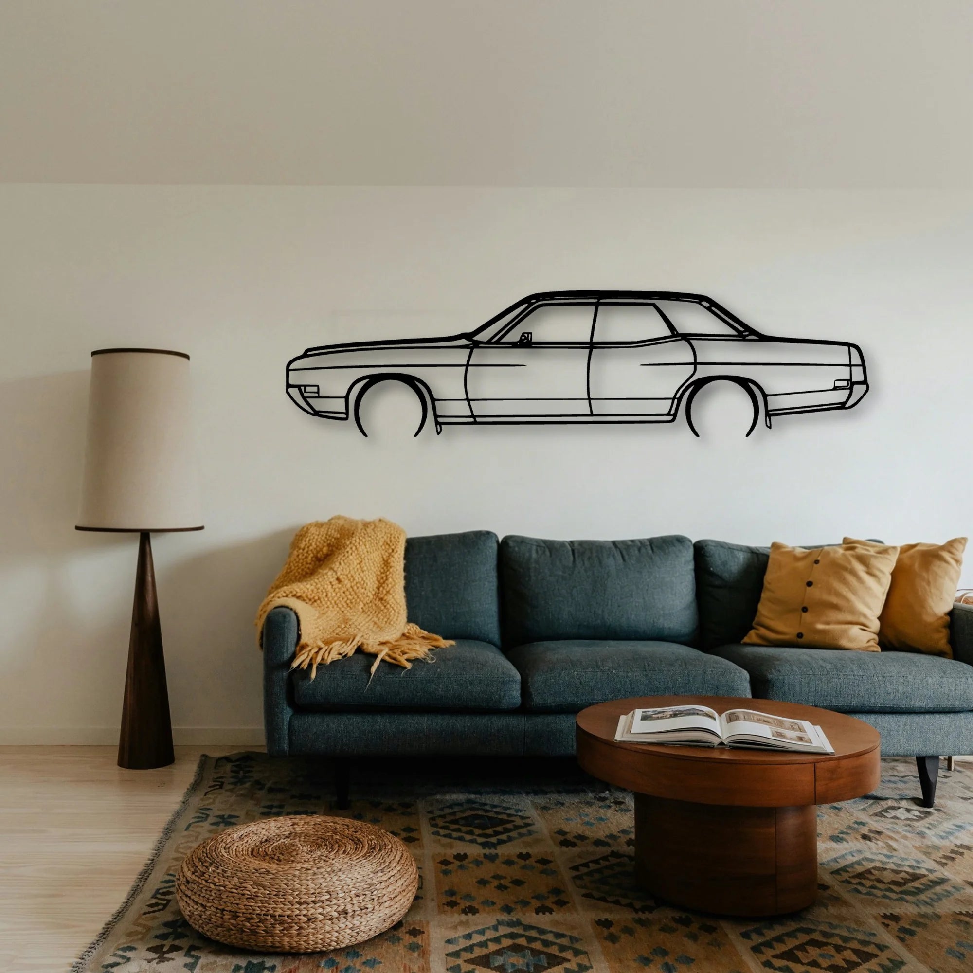 Galaxie 1971 Sedan Classic Silhouette Metal Wall Art - Tinvibe