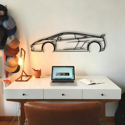 Gallardo Superleggera 2007 2 Classic Silhouette Metal Wall Art - Tinvibe