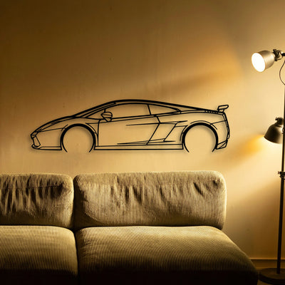 Gallardo Superleggera 2007 2 Classic Silhouette Metal Wall Art - Tinvibe