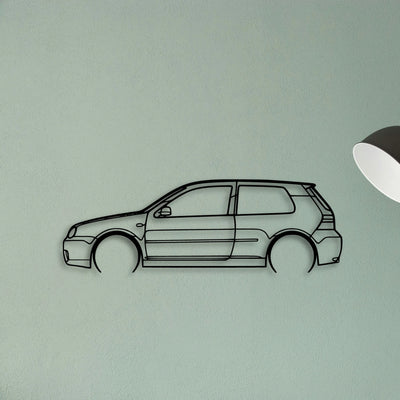 Golf 4 R32 2 Classic Silhouette Metal Wall Art - Tinvibe