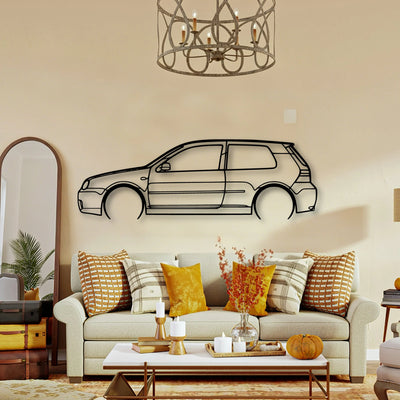 Golf 4 R32 2 Classic Silhouette Metal Wall Art - Tinvibe