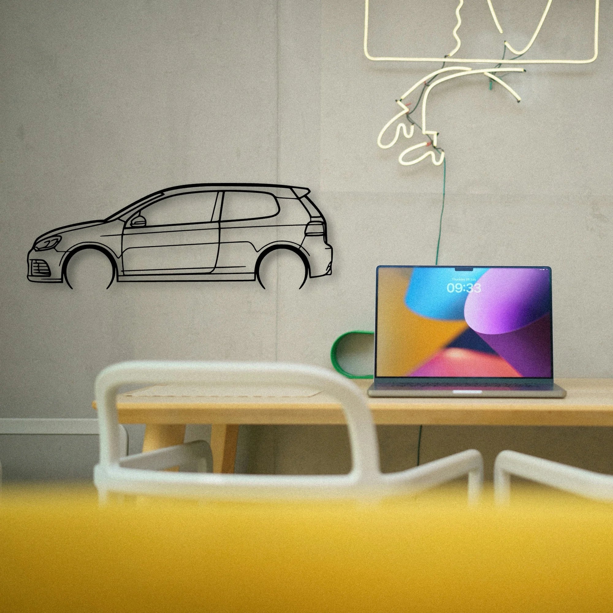 Golf 6 R Classic Silhouette Metal Wall Art - Tinvibe