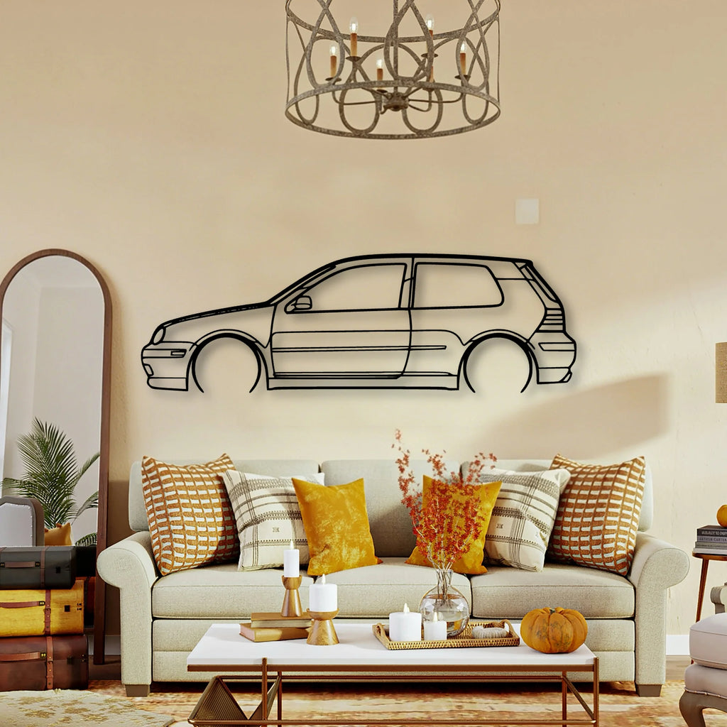 Golf GTI MK4 2 Classic Silhouette Metal Wall Art - Tinvibe