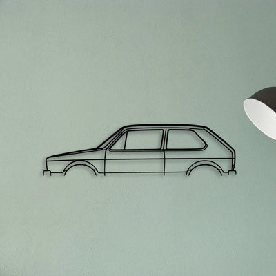 Golf MK1 1980 Classic Silhouette Metal Wall Art - Tinvibe