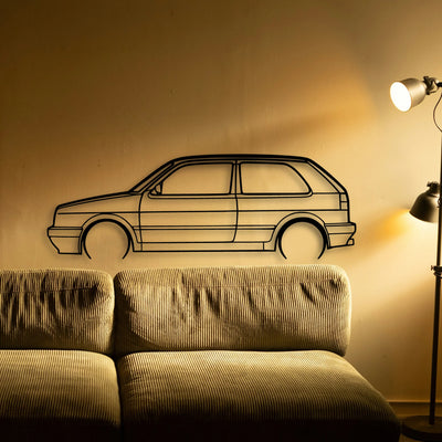 Golf MK2 GTI 2 Classic Silhouette Metal Wall Art - Tinvibe