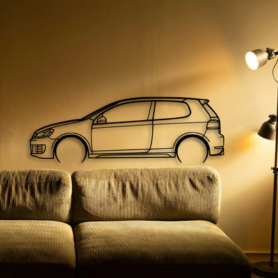 Golf MK6 GTI 2011 Classic Silhouette Metal Wall Art - Tinvibe