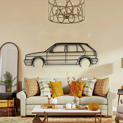 Golf MK2 GTI 1990 Classic Silhouette Metal Wall Art - Tinvibe