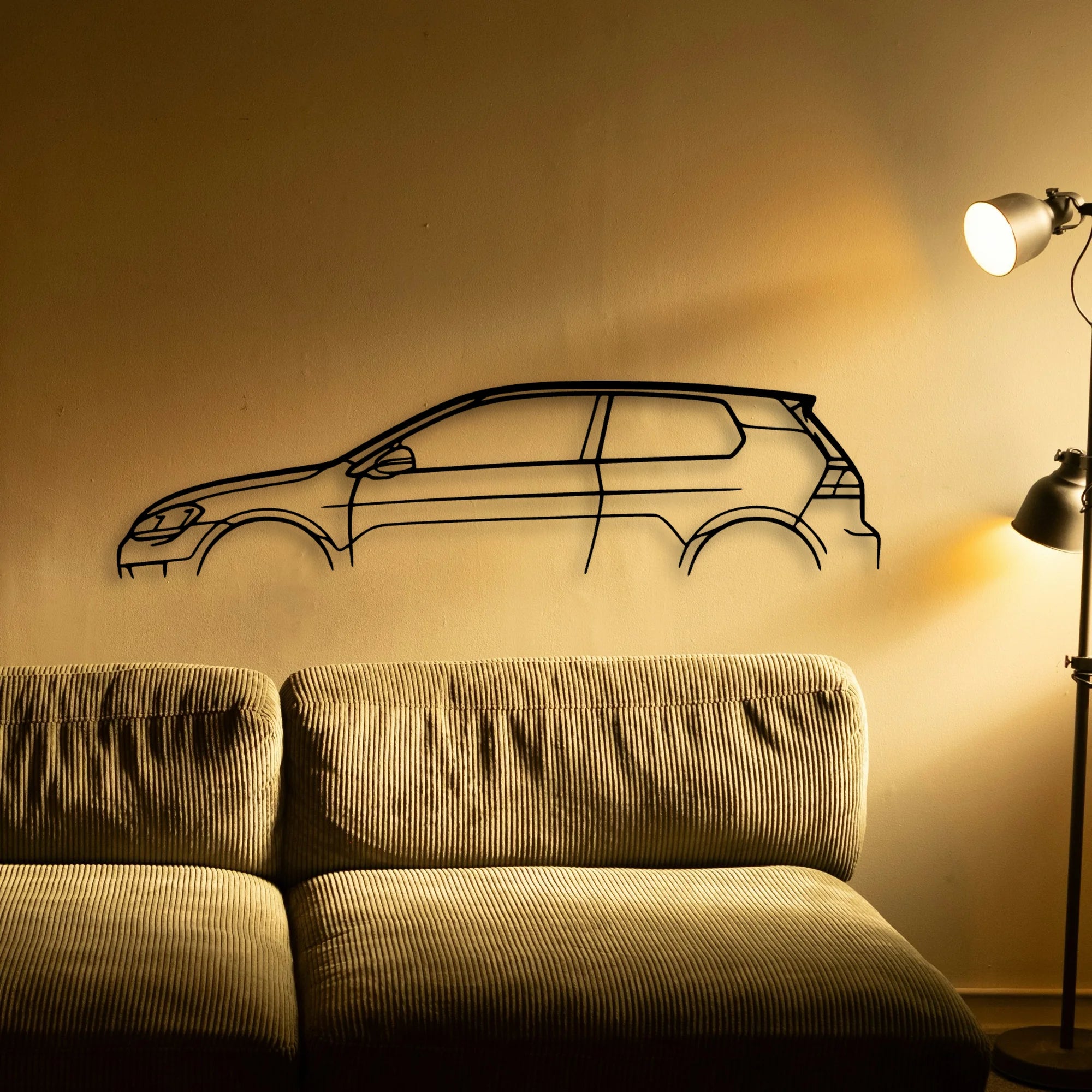 Golf R MK7 2D Classic Silhouette Metal Wall Art - Tinvibe