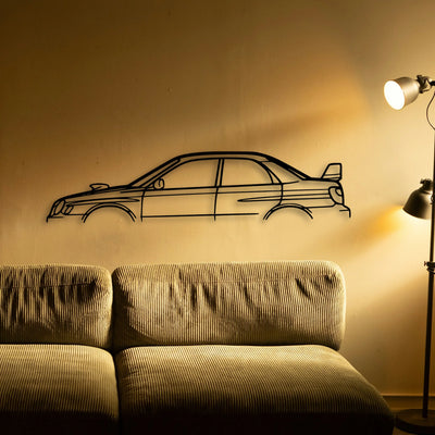 Impreza WRX STI 2002 Classic Silhouette Metal Wall Art - Tinvibe