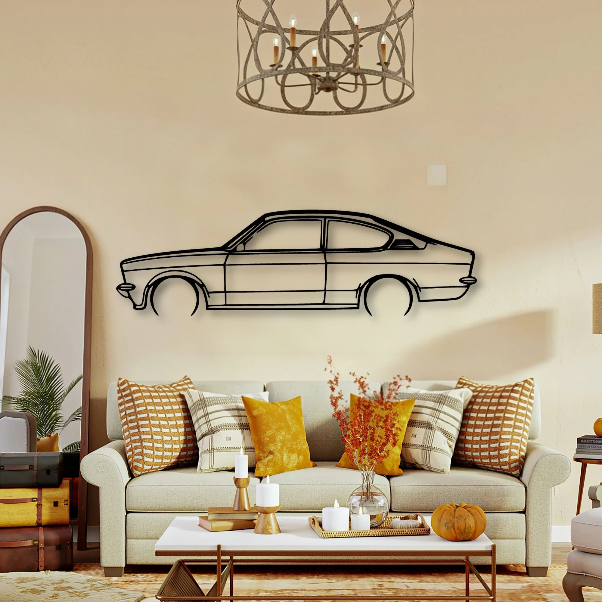 Kadett C 1973 Classic Silhouette Metal Wall Art - Tinvibe