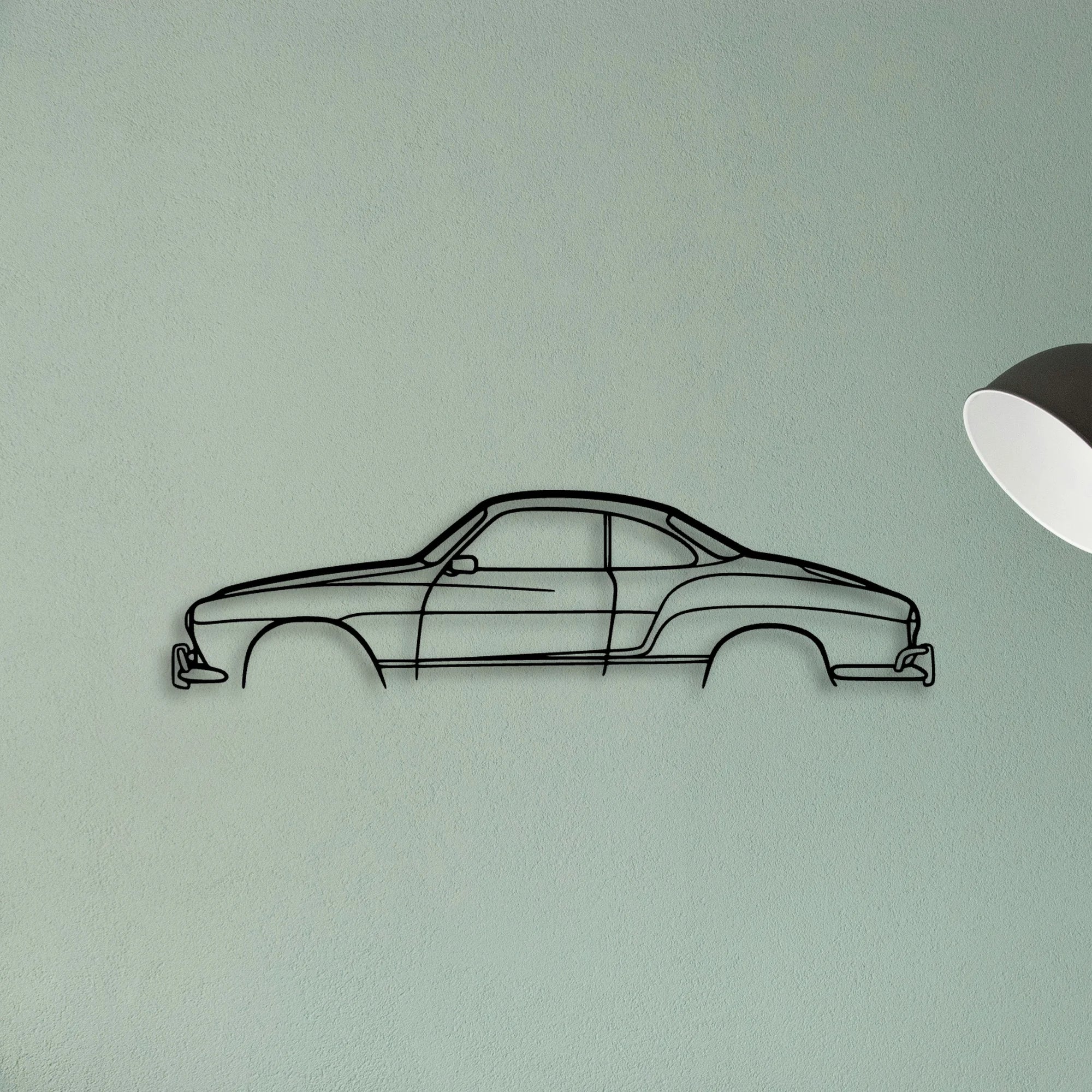 Karmann Ghia Coupe 1968 Classic Silhouette Metal Wall Art - Tinvibe