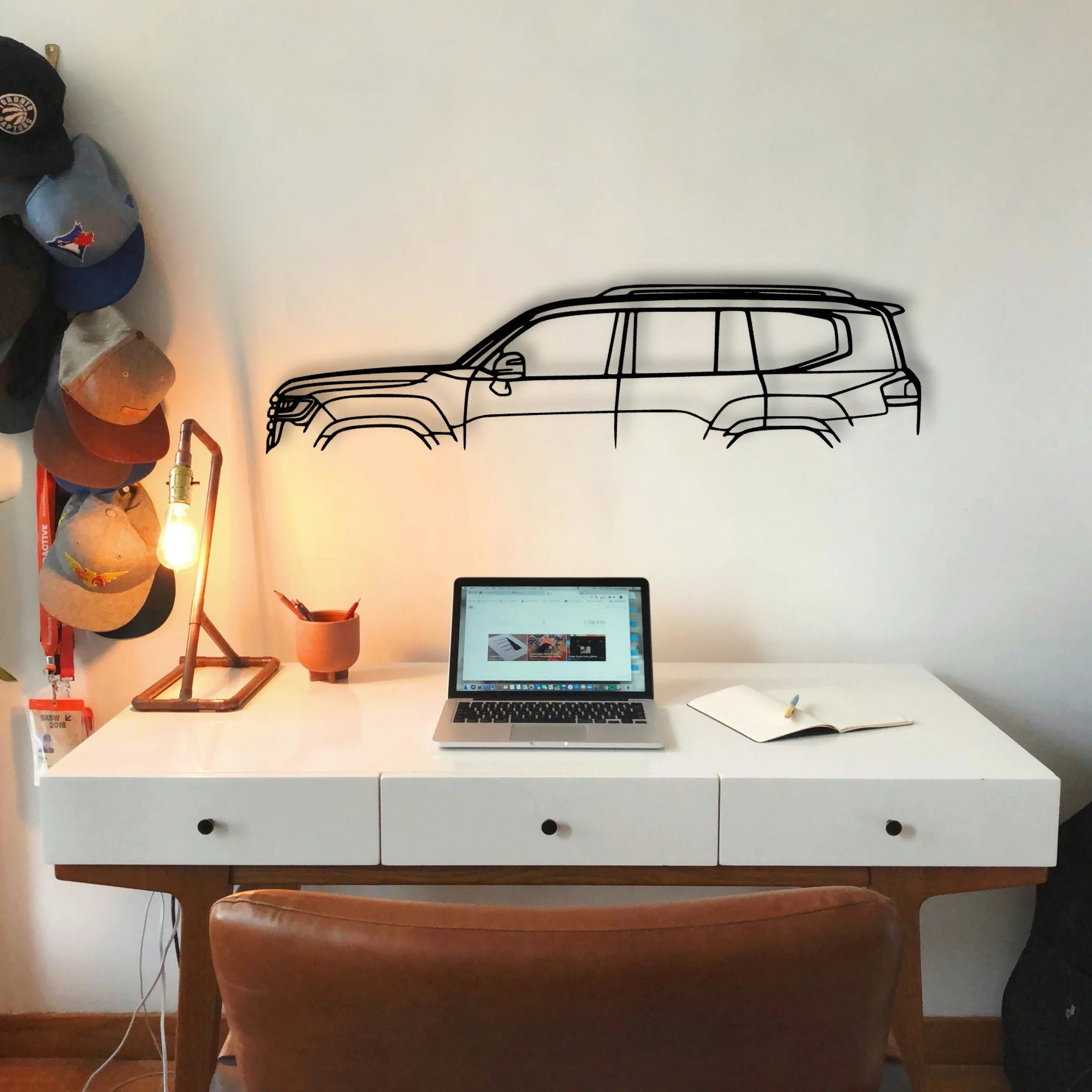 Land Cruiser 300VX 2022 Classic Silhouette Metal Wall Art - Tinvibe