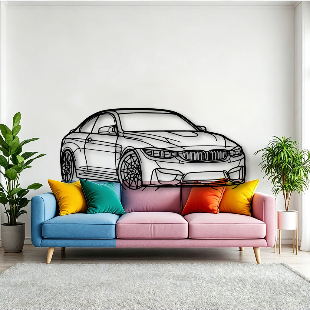 M4 F82 Angle 2 Classic Silhouette Metal Wall Art - Tinvibe