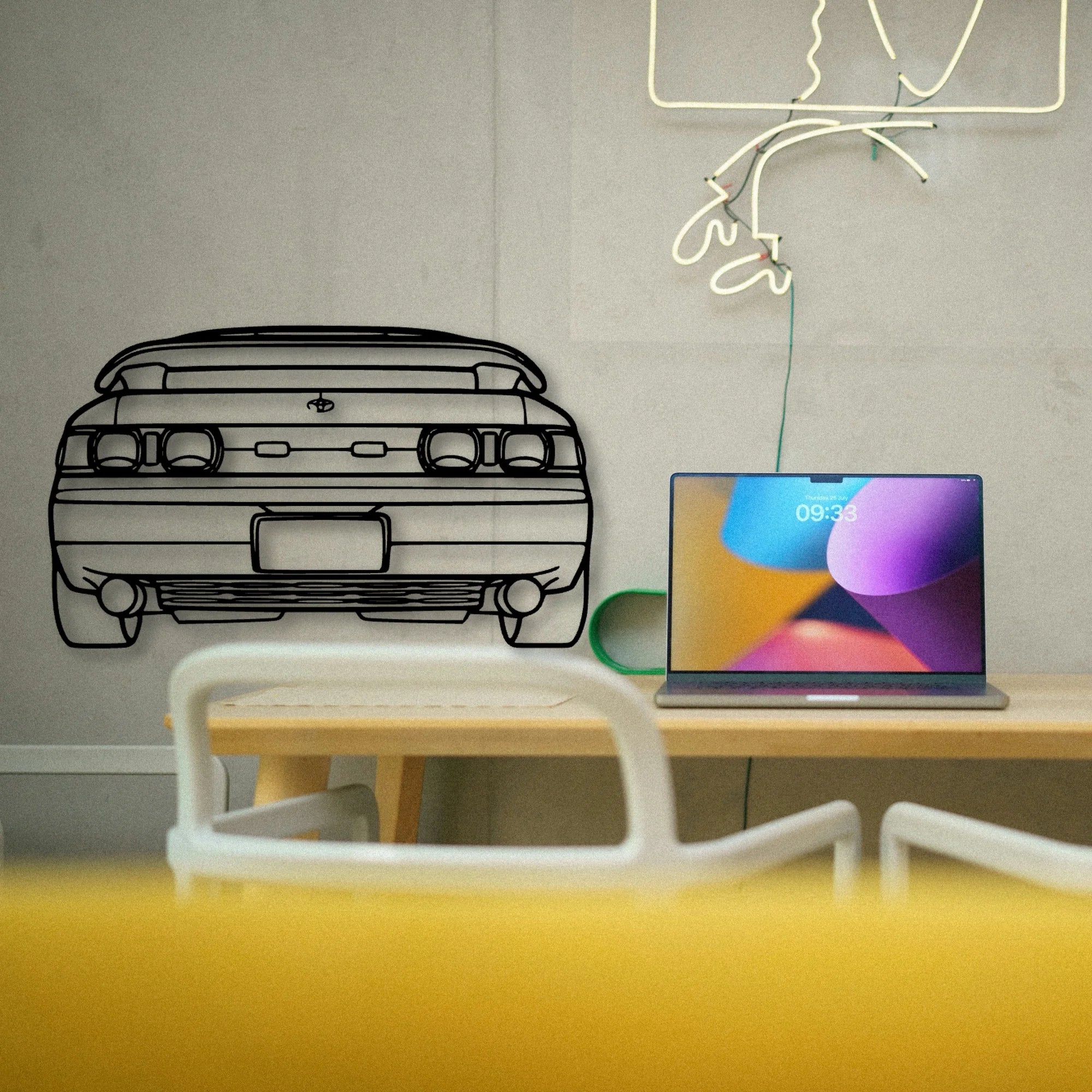 MR2 1993 Classic Silhouette Metal Wall Art - Tinvibe