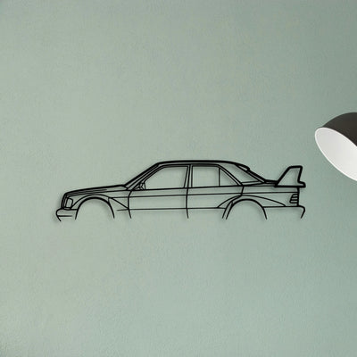 Mercedes 190E 1983 Classic Silhouette Metal Wall Art - Tinvibe