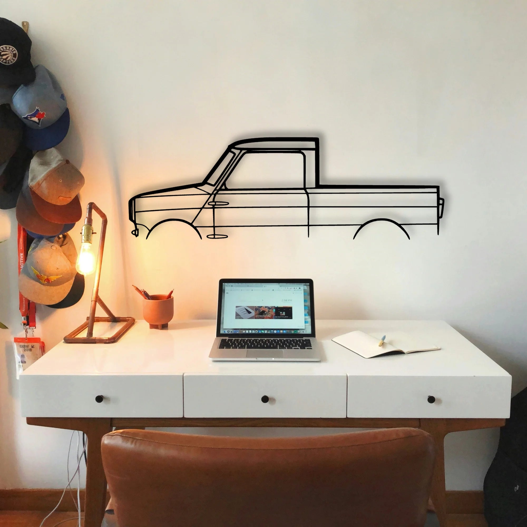 Mini Pickup Classic Silhouette Metal Wall Art - Tinvibe