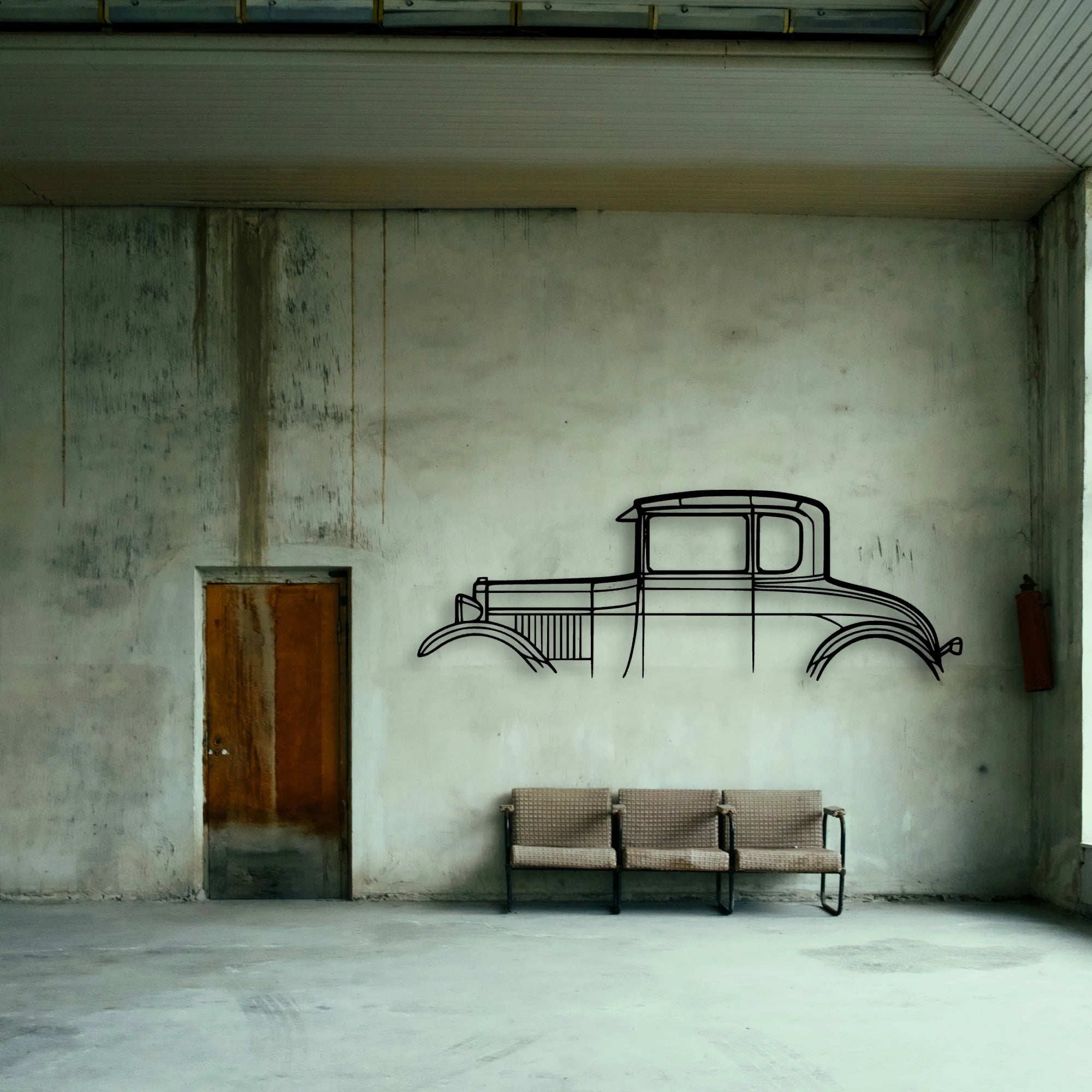 Model A Special Coupe 1928 Classic Silhouette Metal Wall Art - Tinvibe