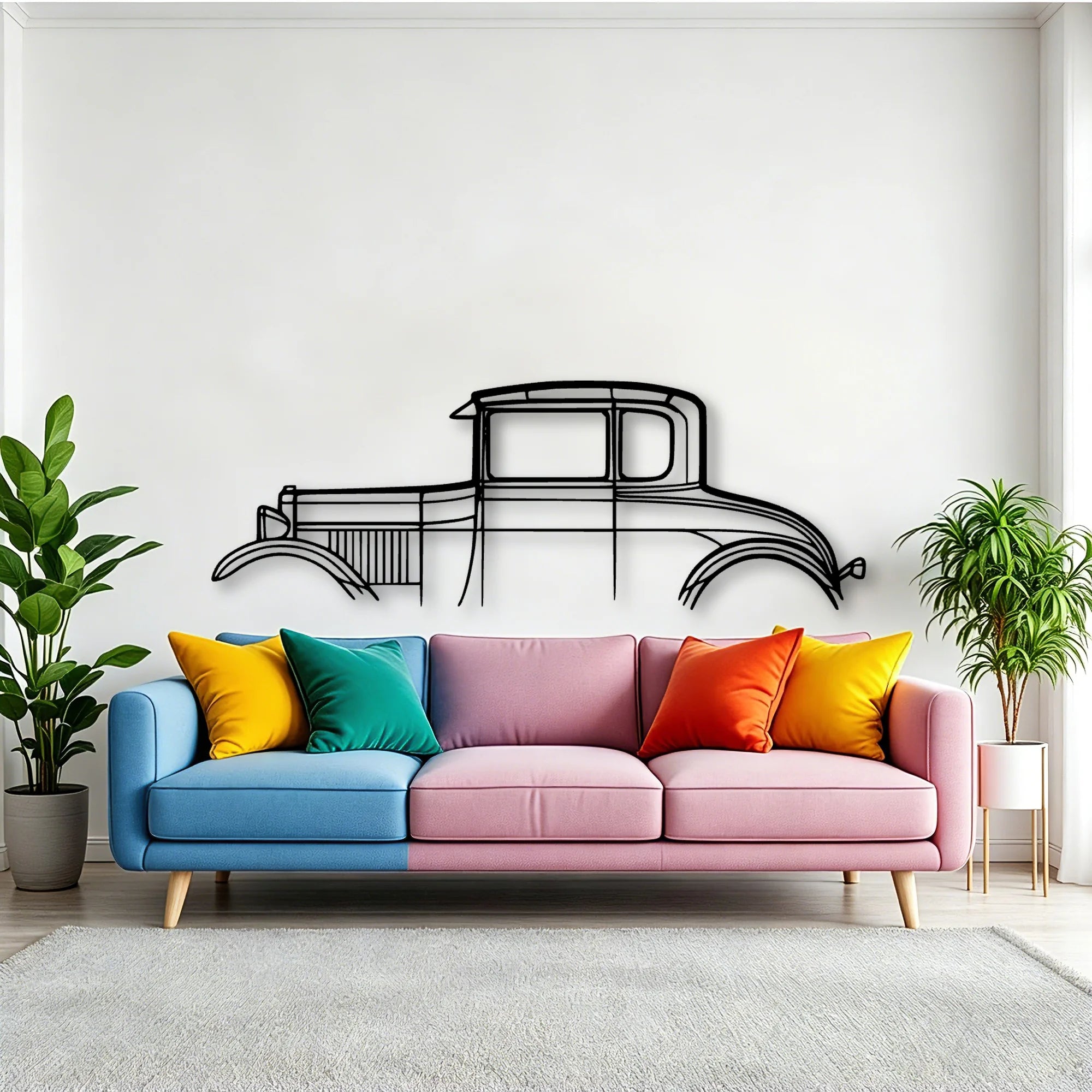 Model A Special Coupe 1928 Classic Silhouette Metal Wall Art - Tinvibe