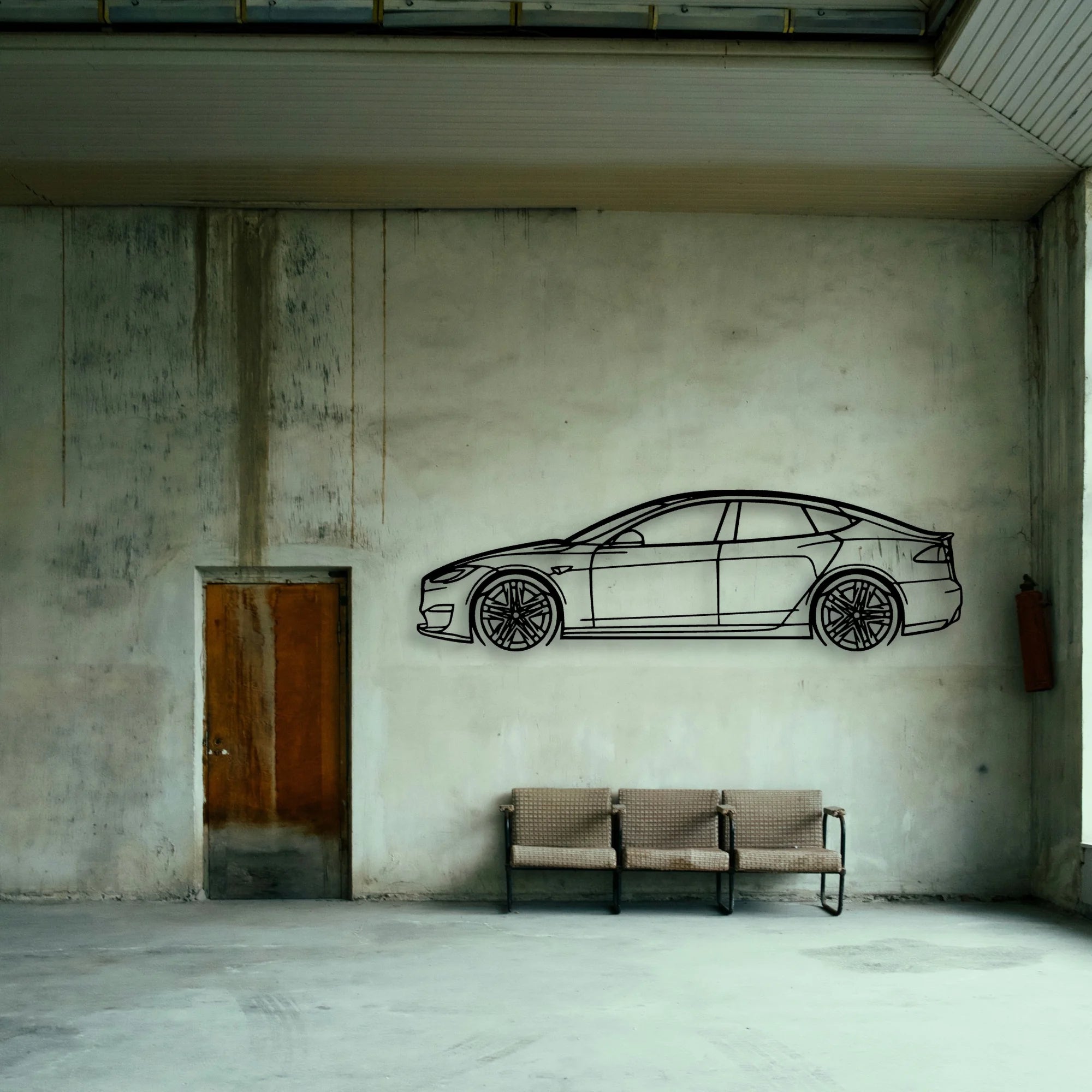 Model S Plaid 2022 Classic Silhouette Metal Wall Art - Tinvibe