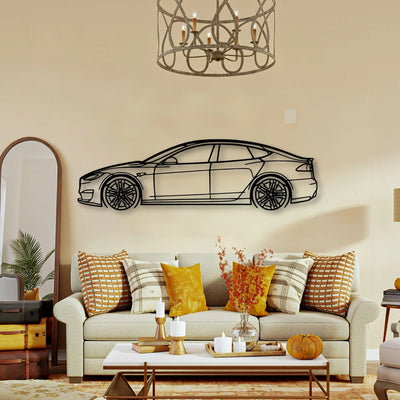 Model S Plaid 2022 Classic Silhouette Metal Wall Art - Tinvibe