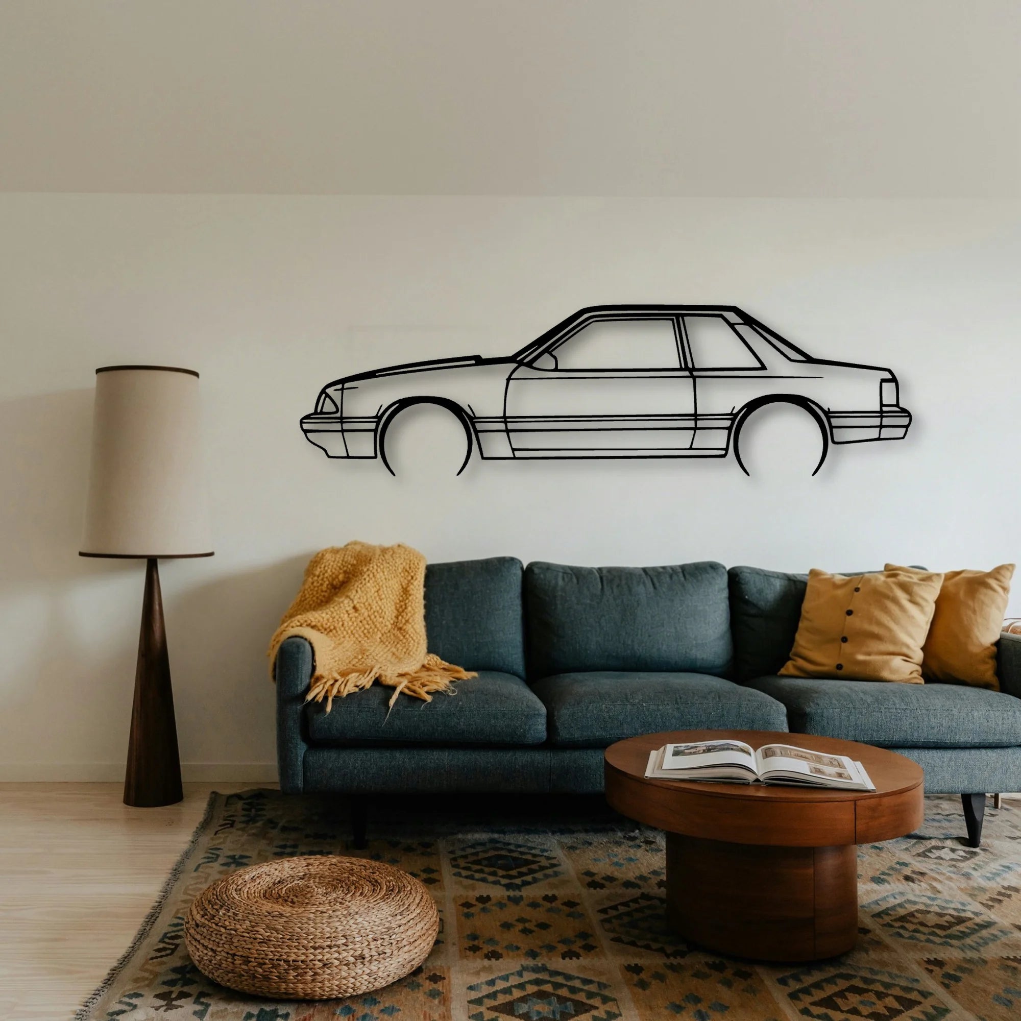 Mustang 1993 Notch 2 Classic Silhouette Metal Wall Art - Tinvibe