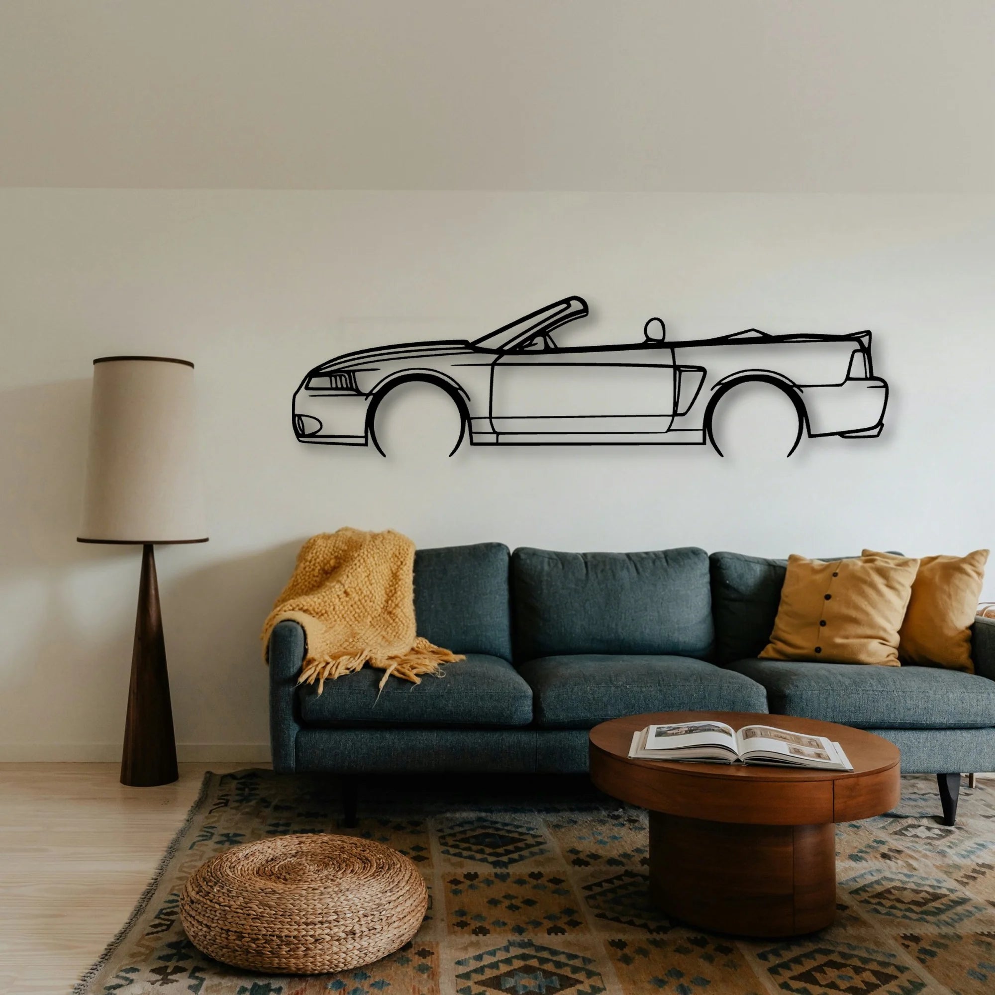 Mustang Cobra Cabrio 2004 Classic Silhouette Metal Wall Art - Tinvibe