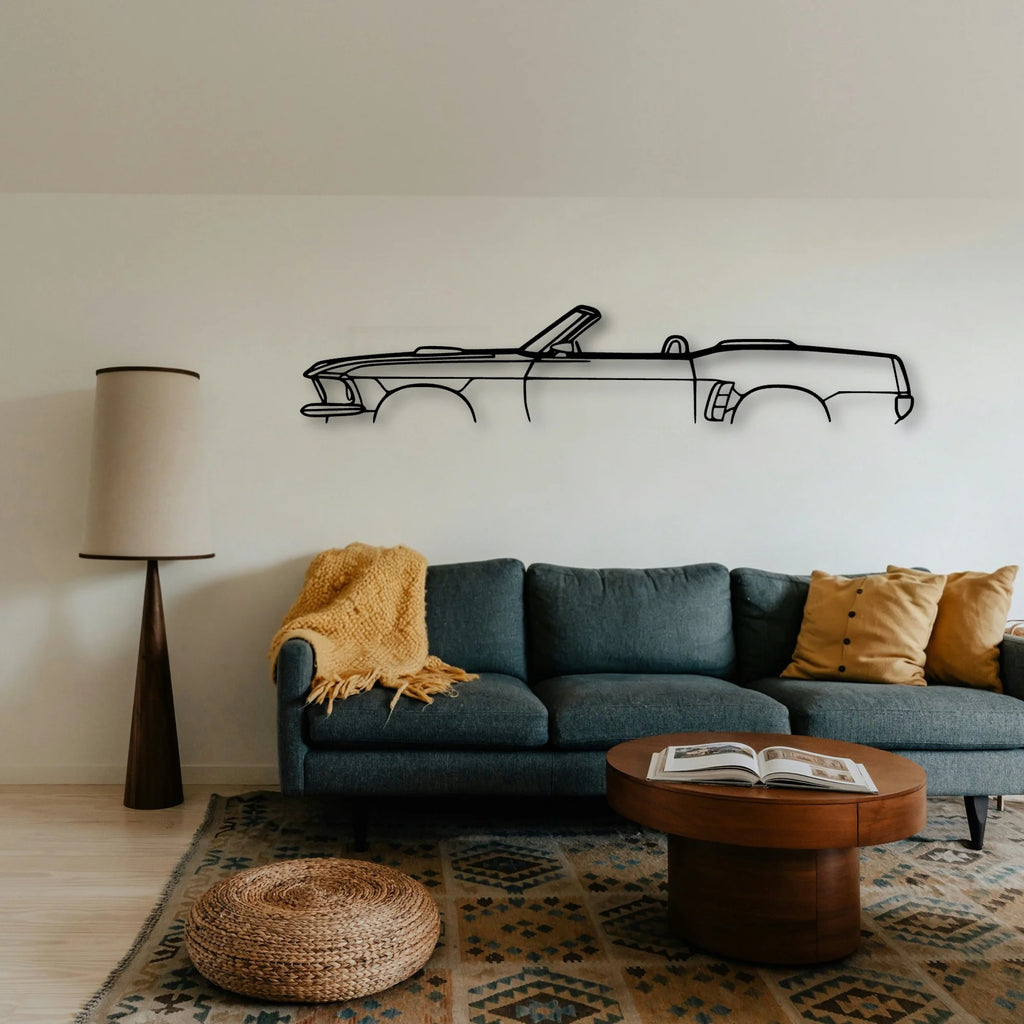 Mustang Convertible 1969 Classic Silhouette Metal Wall Art - Tinvibe