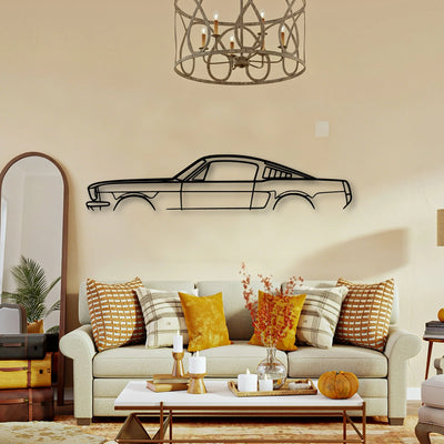 Mustang Fastback 1966 Classic Silhouette Metal Wall Art - Tinvibe