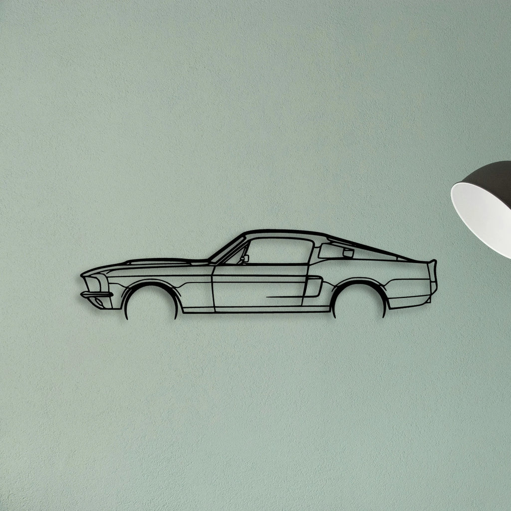 Mustang GT500 1967 Classic Silhouette Metal Wall Art - Tinvibe