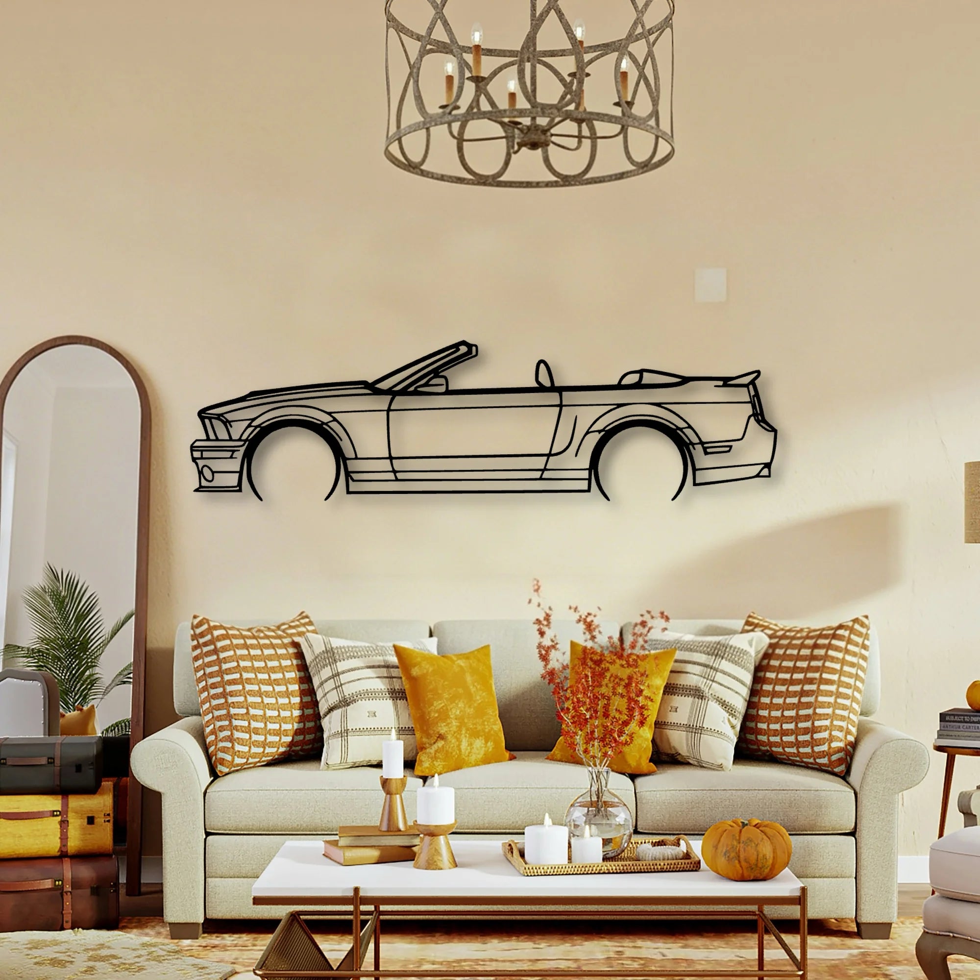 Mustang GT500 2008 Cabrio Classic Silhouette Metal Wall Art - Tinvibe