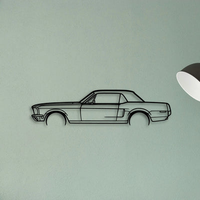 Mustang GT 1968 Classic Silhouette Metal Wall Art - Tinvibe