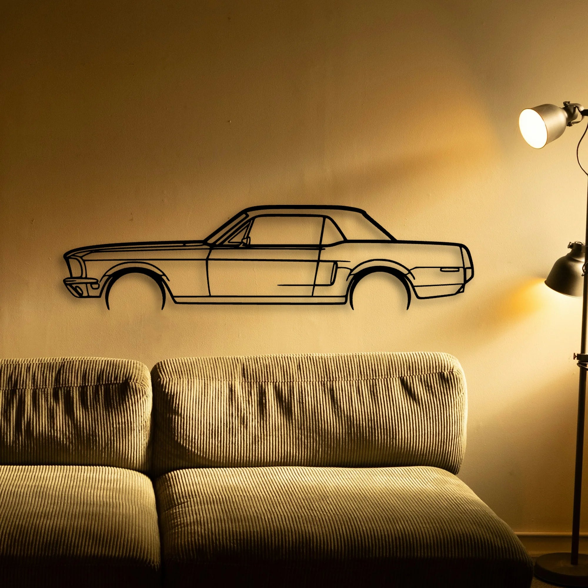Mustang GT 1968 Classic Silhouette Metal Wall Art - Tinvibe