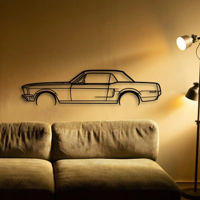 Mustang GT 1968 Classic Silhouette Metal Wall Art - Tinvibe