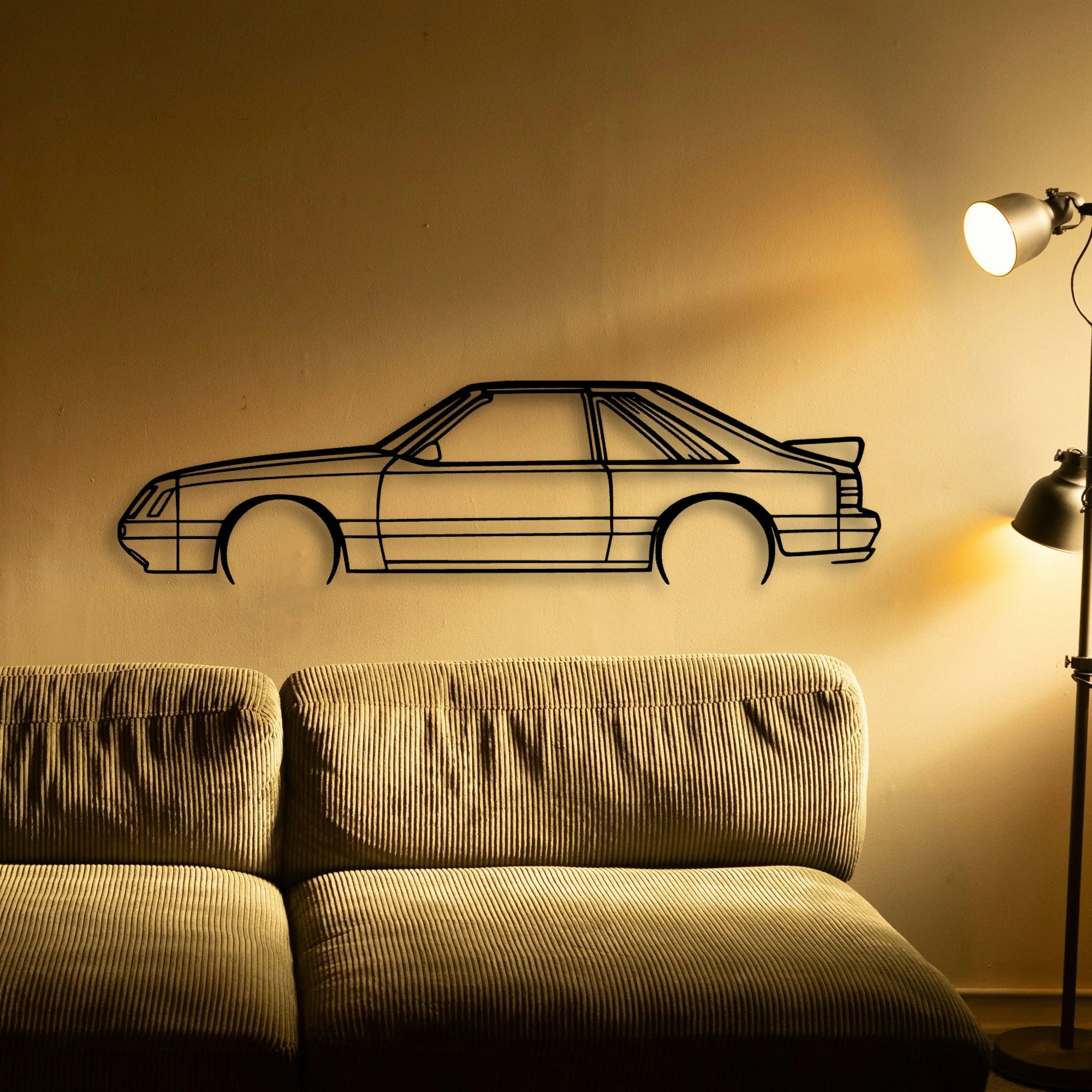 Mustang GT 1985 2 Classic Silhouette Metal Wall Art - Tinvibe