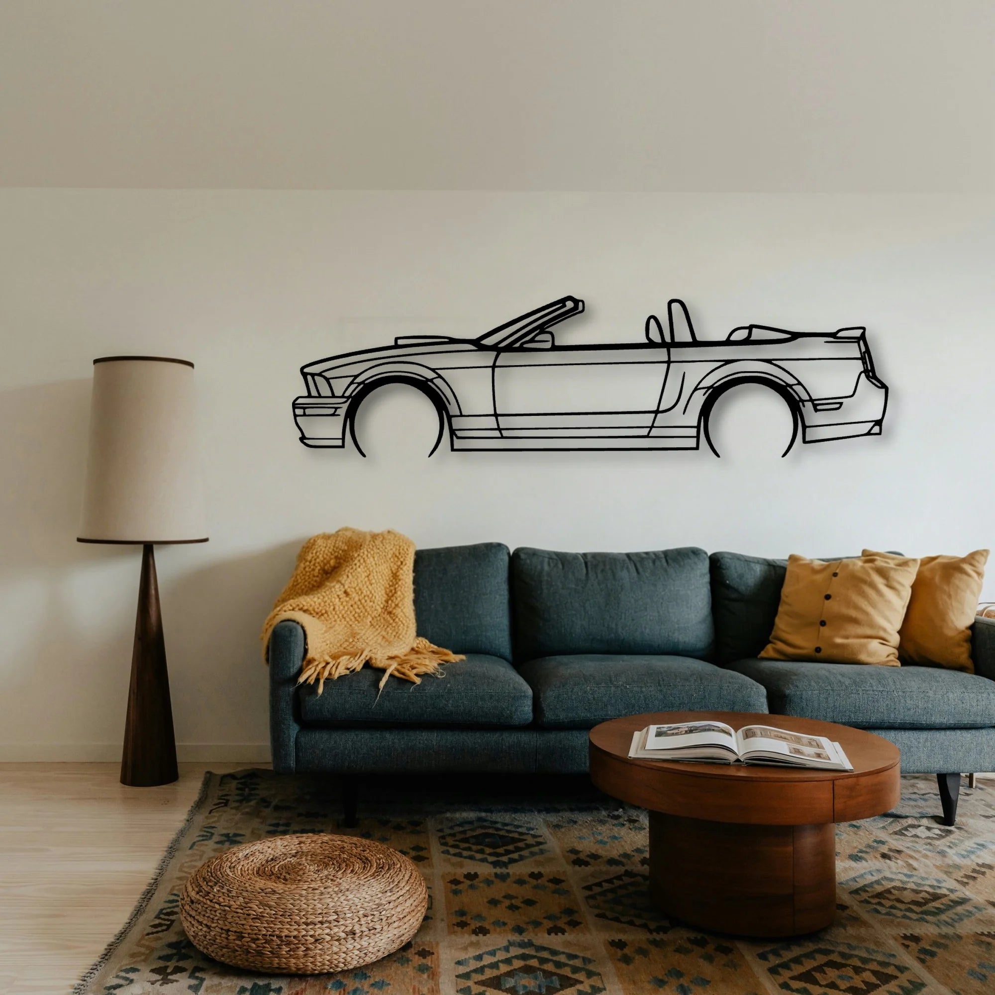 Mustang GT Convertible 2008 Classic Silhouette Metal Wall Art - Tinvibe