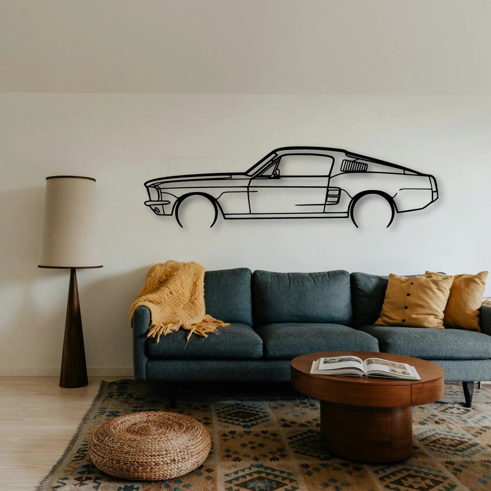 Mustang GT Fastback 390s 2 Classic Silhouette Metal Wall Art - Tinvibe