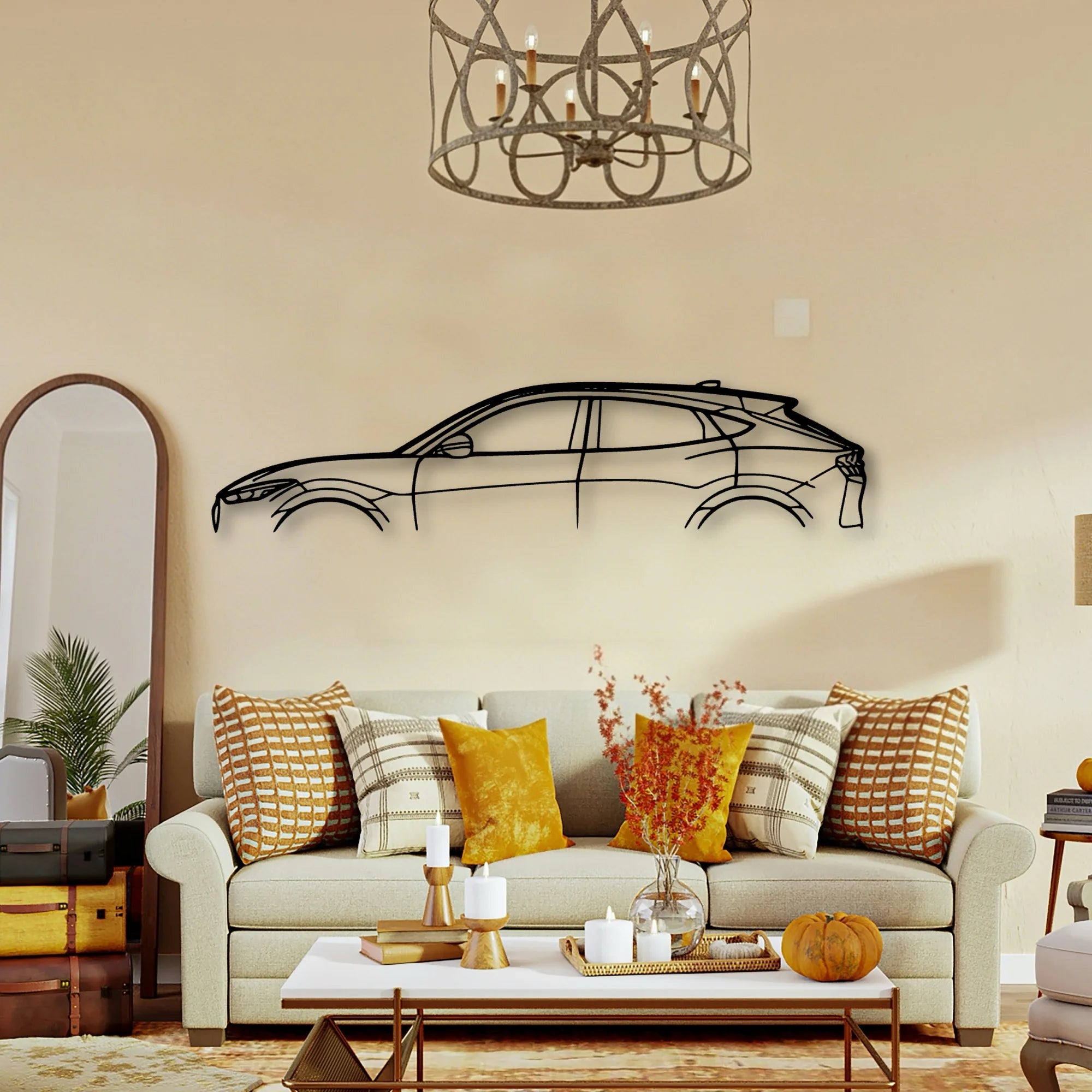 Mustang Mach E 2021 Classic Silhouette Metal Wall Art - Tinvibe