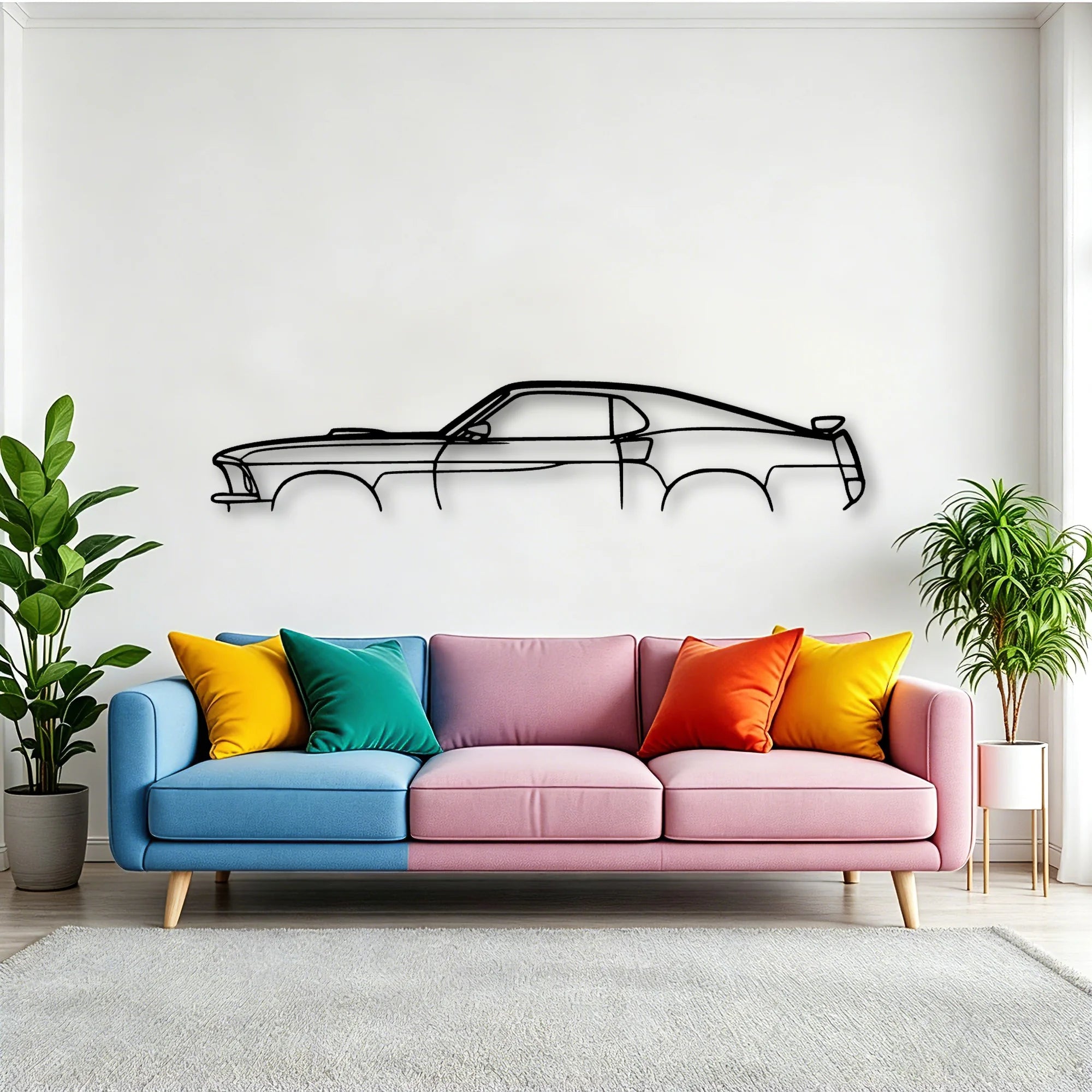 Mustang Mach 1 1969 Classic Silhouette Metal Wall Art - Tinvibe